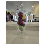 22" Glass Krosno Apothecary Jar w/Faux Fruit