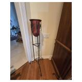 44.5" Wrought Iron Plant Stand with a Red
