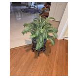 Faux Palm in Pot on Wooden Stand