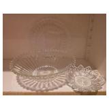 Pressed Glass Platter, Bowl & Trinket/Candy Dish