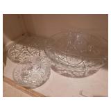 Pressed Glass Large & Small Bowls + Platter