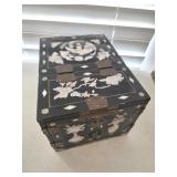 Chinese Black Lacquer Jewelry Box with