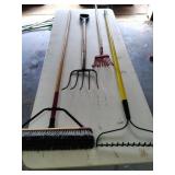 Push Broom, Pitch Fork and 2 Rakes