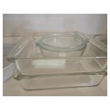 (2) Square Casserole Dishes & Covered Bowl