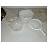9" Thick Bowl w/Lid, (2) Clear 8" Glass Bowls &