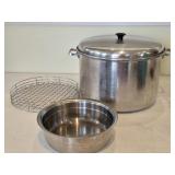 Large Aluminum Stock w/Lid & Rack + Stainless Pan