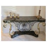 Vintage Henredon Marble and Iron Console Table