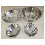 (2) Large Stainless Mixing Bowls & (2) Smaller