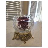 5 5/8" Crystal Rose Bowl w/Candle & Base