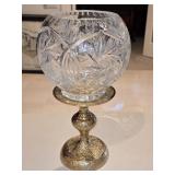 8" Crystal Rose Bowl w/Brass Holder