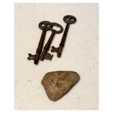 (3) Skeleton Keys & Stone