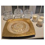 (3) Crystal Rose Bowls; (1) is 5" & Footed, (2)