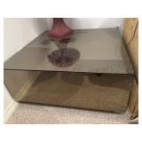 36"x36"x16" Brown Tempered Smoked Glass Coffee