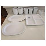 Serving Platters, Divided Condiment Tray & Mugs