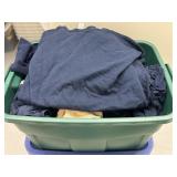 Tote with menï¿½s Shirts, socks, towels Sz L/XL