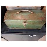 Old toolbox full of tools and hardware