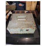 Old metal lock box full of hardware.Most new in