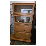 Wooden Barrister Bookcase with Glass Display