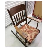 Antique Oak Rocking Chair with a Distinct Fabric