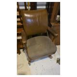 Vtg Oak Swivel Office Chair
