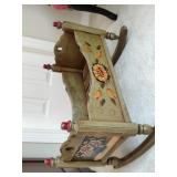 Green Wooden Toy Craddle with Painted Floral