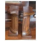 8" VTG Wooden Roman Doric Column Bookends