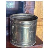 Vintage Brass Cylinder Planter 10.5"x10"