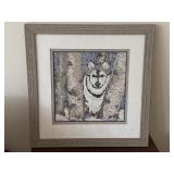 18.5"x18.5" 2009 Framed Needlepoint Wolf