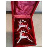 Set of 2 Silver Plated Reindeer Ornaments