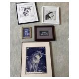 Framed art prints featuring wolves and Alaskan