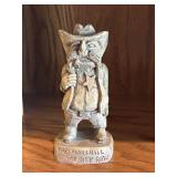 Hand carved wood caricature figurine titled "The
