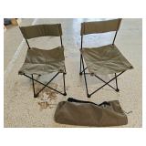 (2) gray camp chairs with bag