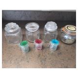 Different types of glass jars was lids