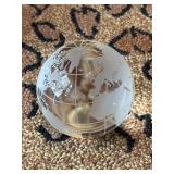 VINTAGE Clear Etched GLASS Globe Of World On