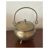 Antique Bronzed Cast Brass Pot Hearth Footed