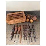 Wood Crate w/Wooden Elephant Back Roller &