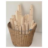 Wicker Basket w/Collection of Wooden Stretcher