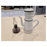 vintage French Enamelware Drip Coffee Pot, often
