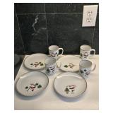 (4) Fitz & Floyd Santa Dessert Plates w/(4)