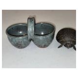 Pottery Double Bowl or Condiment Server +