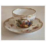 Antique Porcelain Dresdon Hand-painted "Watteau