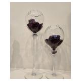 18" & 14" Long Stemmed Glass Pieces w/Decorative