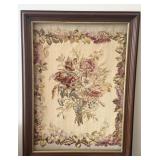 25" x 31" Framed Floral Needlepoint Tapestry