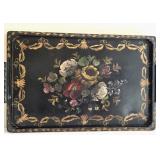 28x17x7.5 Vintage Toleware Serving Tray
