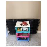 Large Dog Kennel with Rolling Organizer and Dog