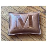 Letter M Leather Paperweight 4"x3"