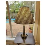 Brass Lamp w/Cheetah Print Shade