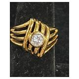 Sz 5 Costume Ring w/Crystal Stone