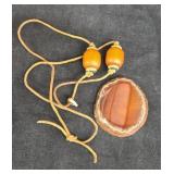 Red Agate Pendant & Leather Beaded Necklace