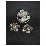 Sterling Silver Brooch & Earrings